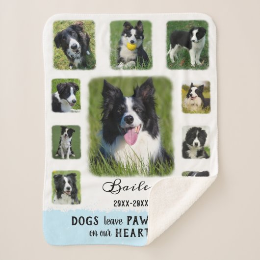 Dog Custom Foto Collage verblasste Grenzen weiß bl Sherpadecke (Vorderseite)