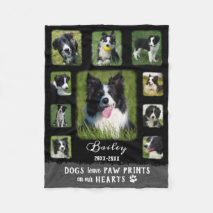 Dog Custom Foto Collage verblichene Grenzen Schwar Fleecedecke