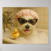 dog cute bathroom decor funny  poster (Vorne)