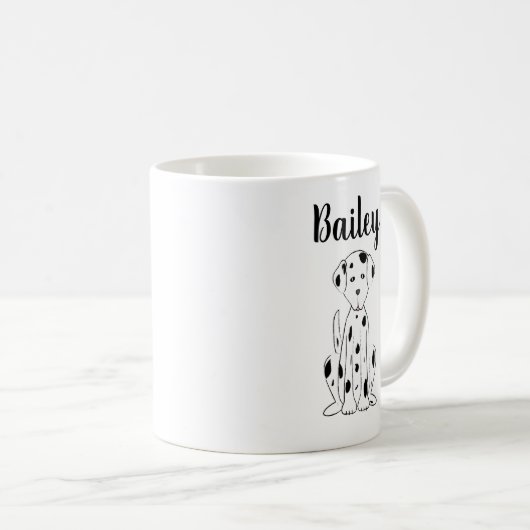 Dog Cute Dalmatian Calligraphy Pet Personalized Kaffeetasse (VorderseiteRechts)