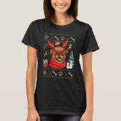 Dog  Cute Pug Reindeer Antlers Ugly Christmas T-Shirt (Vorderseite)