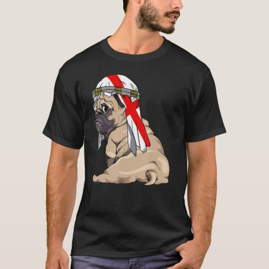 Dog Cute Pug Retro England Flag Pride T-Shirt (Vorderseite)