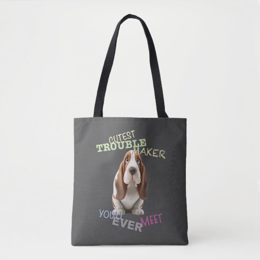 Dog Cuttest Trouble Maker Niedlich Adorable Funny Tasche (Vorderseite)