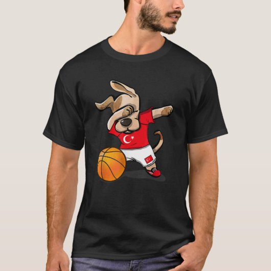 Dog Dabbing Basketball Türkei Jersey Türkischer Ba T-Shirt (Vorderseite)
