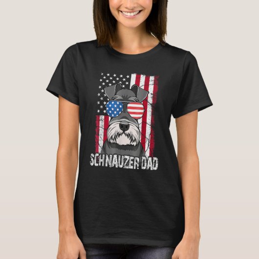 Dog Dad Fathers Day  Mini Schnauzer USA Flag 4th o T-Shirt (Vorderseite)