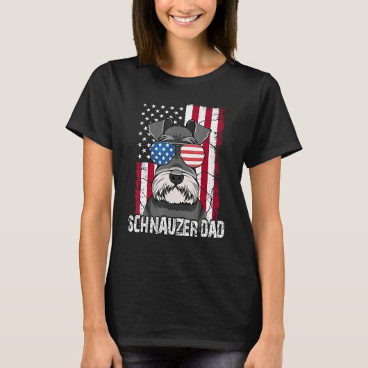 Dog Dad Fathers Day Mini Schnauzer USA Flag 4th o T-Shirt (Vorderseite)