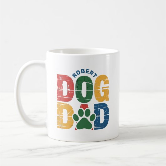 Dog Dad Grunge Style Typografie Kaffeetasse (Links)