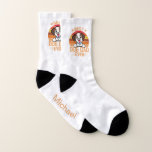 Dog Dad Socks Socken<br><div class="desc">Dog Dad 
A fun pair of white socks,  dads name or your short message. These were designed on the larger size of sock. If you choose a smaller sizer,  the design elements may need altering.</div>