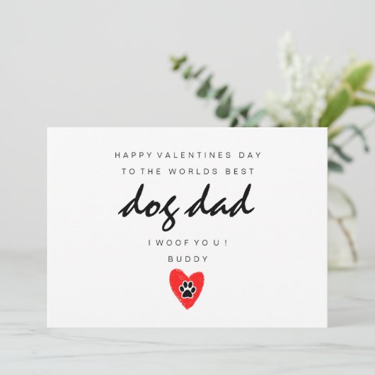Dog Dad Valentines Card (Stehend Vorderseite)