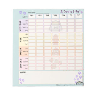 Dog Daily Tracker Notepad 40 Seiten Sonntag Starte Notizblock