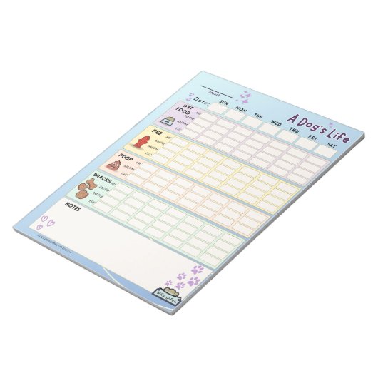 Dog Daily Tracker, Sonntag Start Notizblock (angewinkelt)