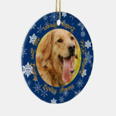 Dog Dann und Jetzt 2 Foto Blue Snowflake Keramik Ornament (Rechts)