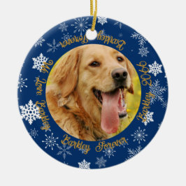 Dog Dann und Jetzt 2 Foto Blue Snowflake Keramik Ornament