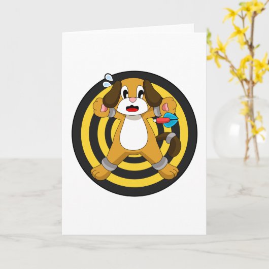 Dog Darts Dart Dartboard Karte (Gelbe Blume)
