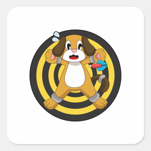 Dog Darts Dart Dartboard Quadratischer Aufkleber (Vorderseite)