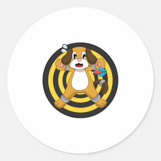 Dog Darts Dart Dartboard Runder Aufkleber (Vorderseite)