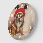 Dog Deer Große Wanduhr (Winkel)