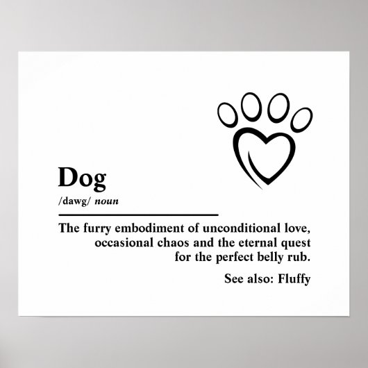 Dog Definition Wall Art Typografy Poster (Vorne)