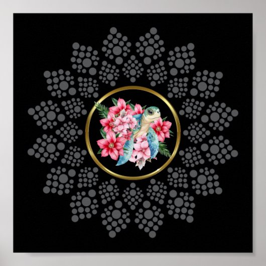 Dog dein eigenes Mandala mit Sea Turtle Center Ima Poster (Vorne)
