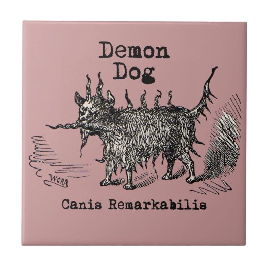 Dog Demon Vintag Funny Niedlich Fliese (Vorderseite)