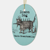 Dog Demon Vintag Funny Niedlich Keramikornament (Links)