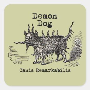 Dog Demon Vintag Funny Niedlich Quadratischer Aufkleber