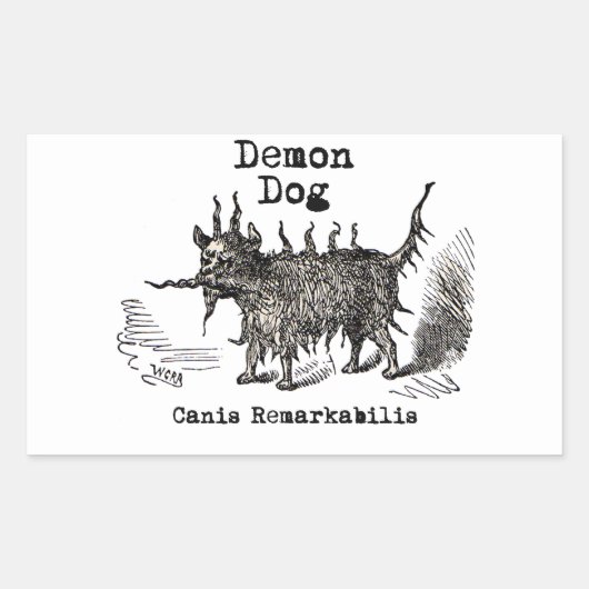 Dog Demon Vintag Funny Niedlich Rechteckiger Aufkleber (Vorderseite)