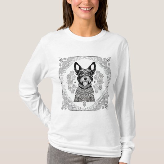 Dog Detaillierte Linie Art T-Shirt (Vorderseite)
