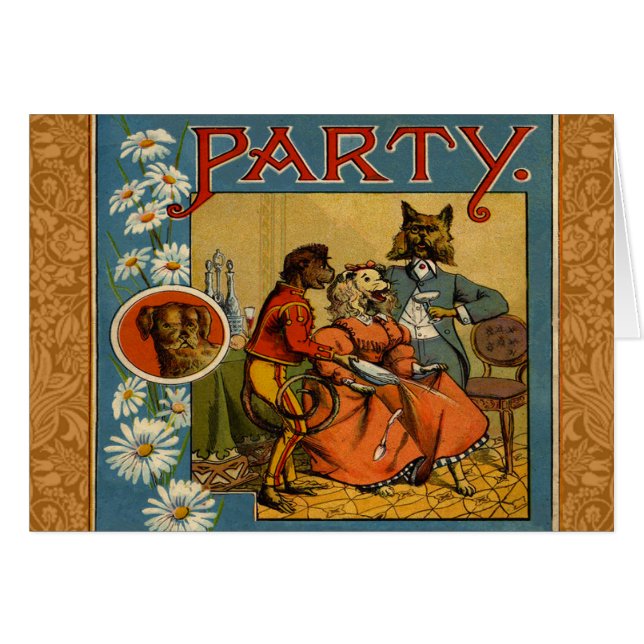 Dog Dinner Party Vintage Hundemodelle (Vorderseite (Horizontal))