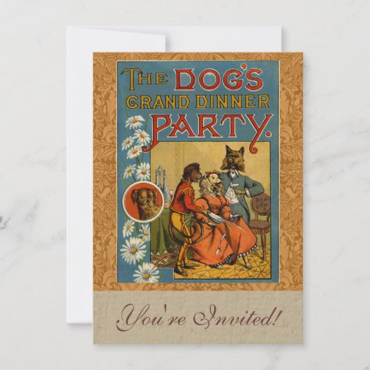 Dog Dinner Party Vintage Hundemodelle Einladung (Vorderseite)