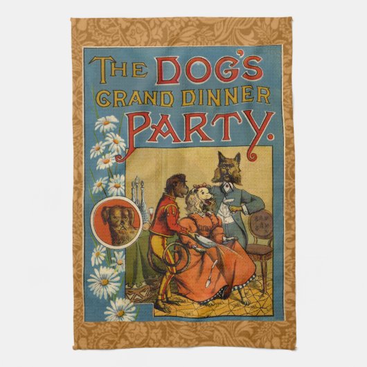 Dog Dinner Party Vintage Hundemodelle Handtuch (Vertikal)