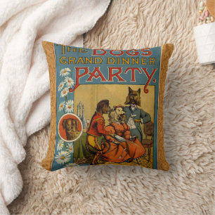Dog Dinner Party Vintage Hundemodelle Kissen
