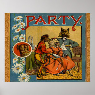 Dog Dinner Party Vintage Hundemodelle Poster