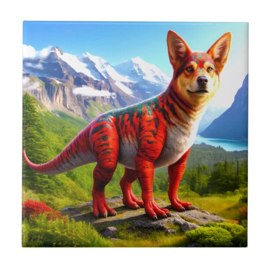 Dog Dinosaur Fliese (Vorderseite)