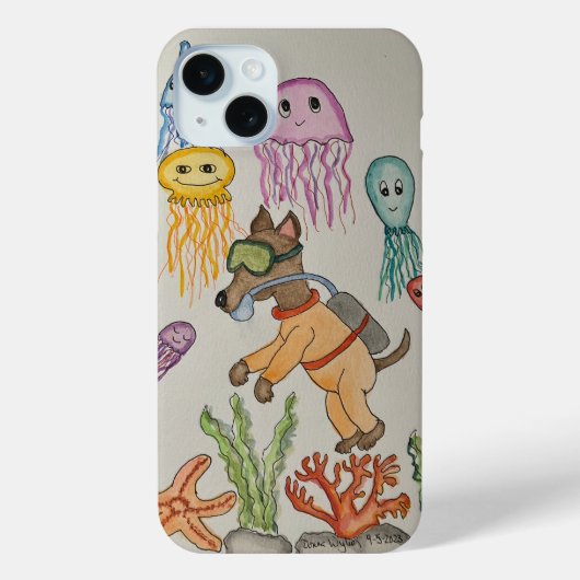 Dog Diver and Jellyfish Case-Mate iPhone Hülle (Rückseite)