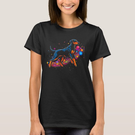 Dog Doberman Pinscher in Space Science T-Shirt (Vorderseite)