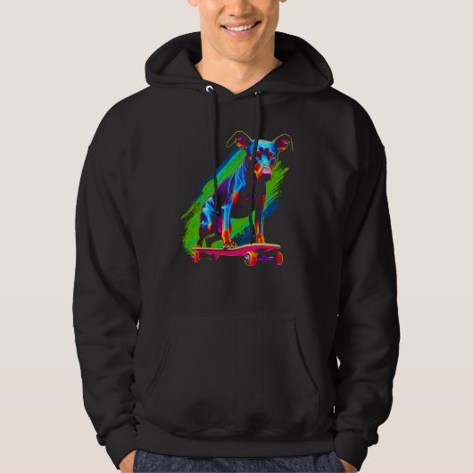 Dog Doberman Pinscher Skateboard Hoodie (Vorderseite)