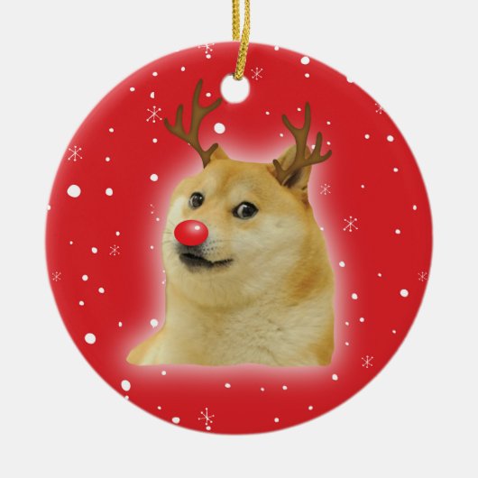 Dog Dogright Doggo Hund Weihnachtsmeme Karte rot Keramik Ornament (Vorne)