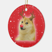 Dog Dogright Doggo Hund Weihnachtsmeme Karte rot Keramik Ornament (Links)