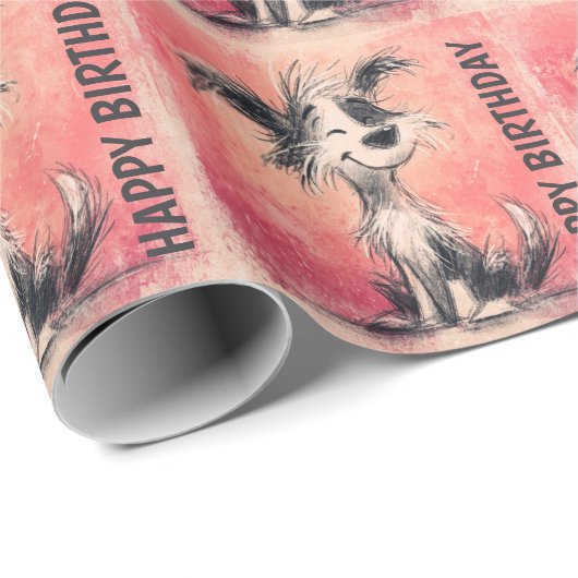 Dog Doodle Print Wrapping Paper Roll Geschenkpapier (Rolleneckpunkt)
