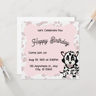 Dog drawing invitation for women's party.  einladung