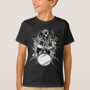 Dog Drummer Playing Drums Boy T-Shirt