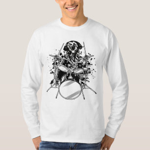 Dog Drummer Playing Drums Men LS T-Shirt