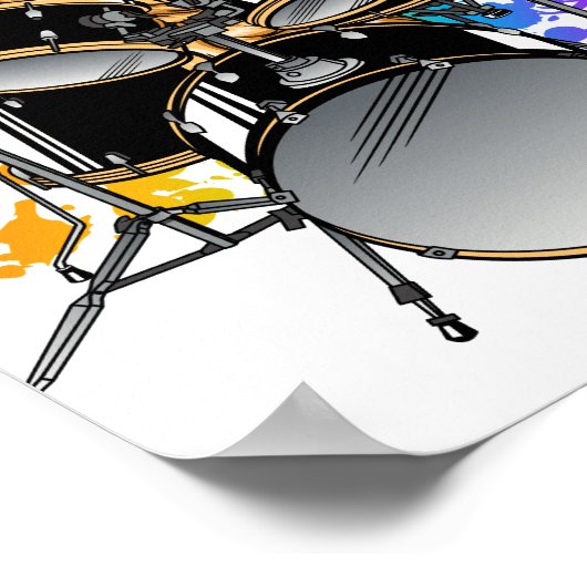 Dog Drummer Playing Drums Poster (Ecke)