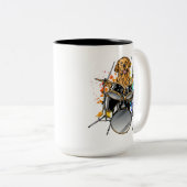 Dog Drummer Playing Drums Zweifarbige Tasse (VorderseiteRechts)