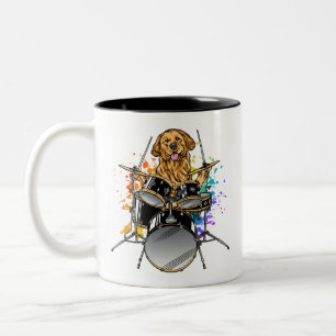 Dog Drummer Playing Drums Zweifarbige Tasse