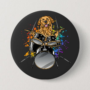 Dog Drummer Runde Button