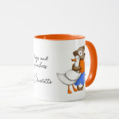Dog Duck Funny Liebe Script Personalisiert Name Tasse (VorderseiteRechts)