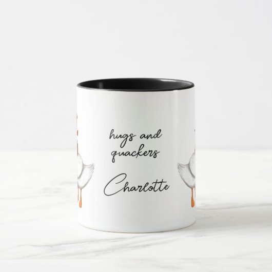 Dog Duck Funny Liebe Script Personalisiert Name Tasse (Zentrum)