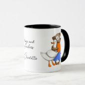 Dog Duck Funny Liebe Script Personalisiert Name Tasse (VorderseiteRechts)